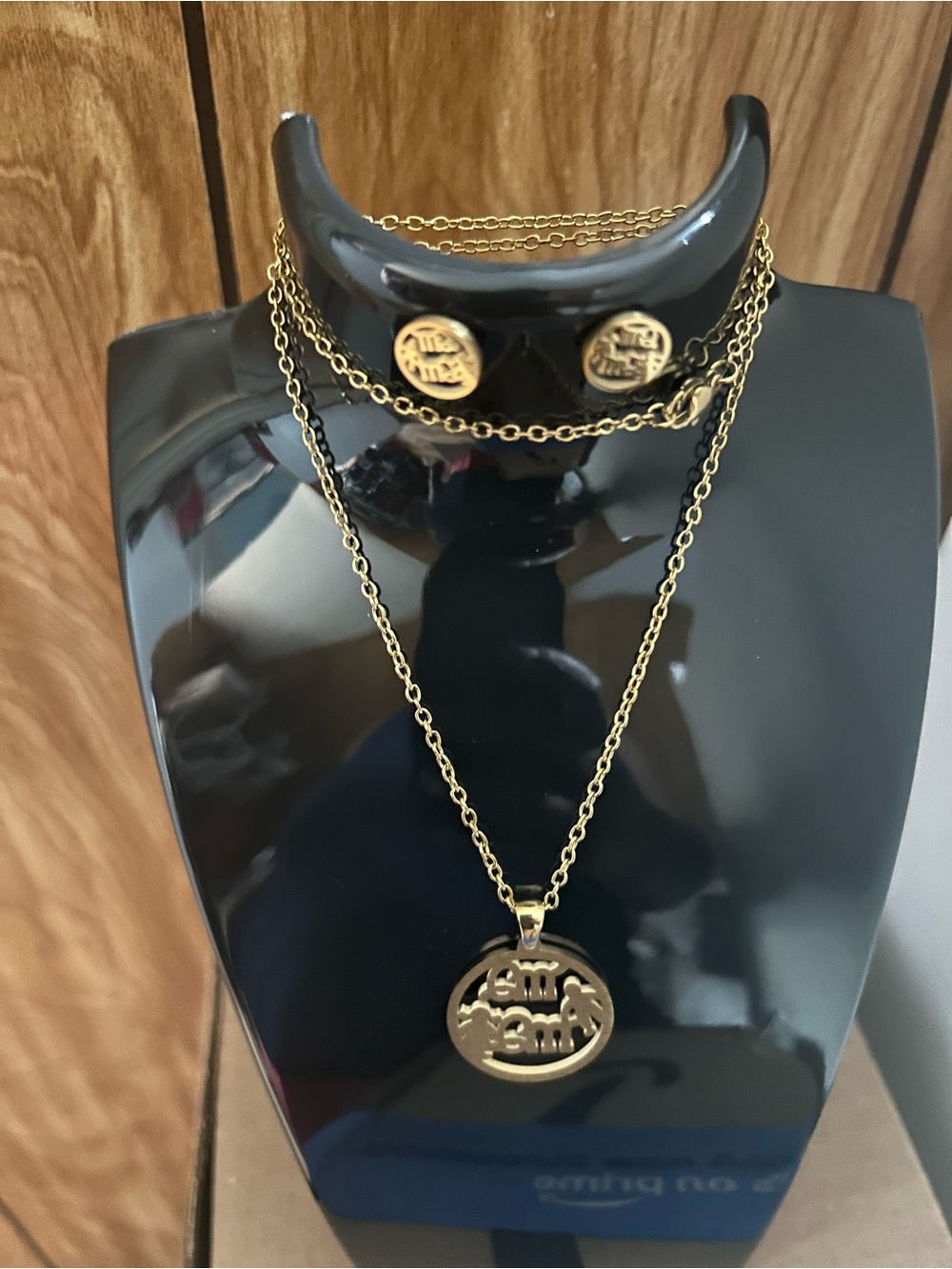 Gold-Tone Pendant Necklace & Stud Earrings Set